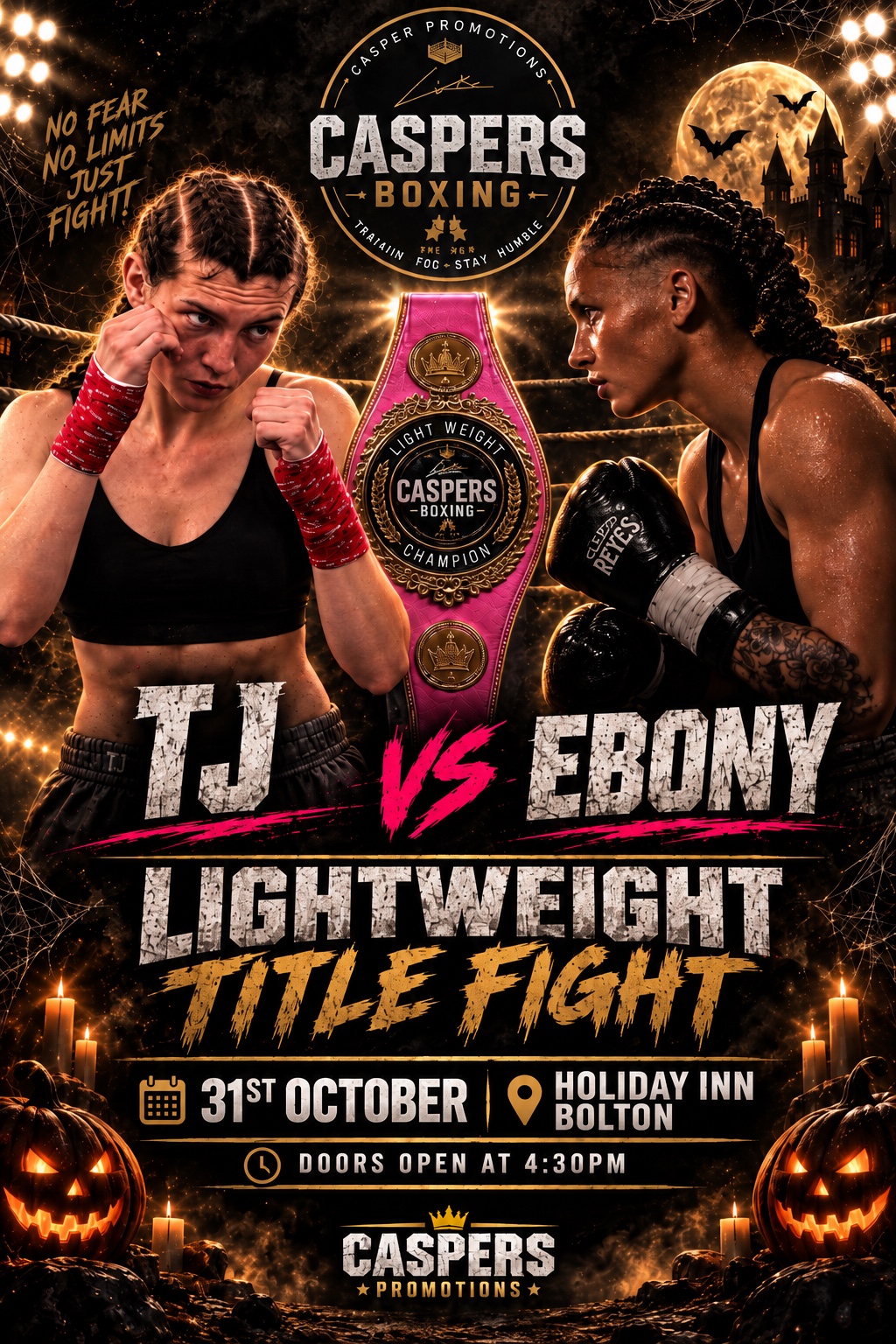 T.J vs Ebony lightweight title fight poster